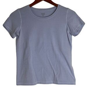 Eileen Fisher Womens Organic Cotton Stretch Short Sleeve T-Shirt Blue Petite P